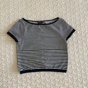 BEBE Black and White Cropped Top